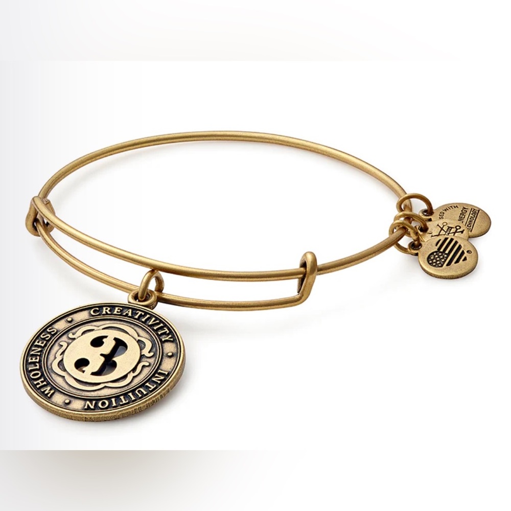 NEW Alex and Ani Gold Number Three Numerology Collection Charm Bangle Bracelet